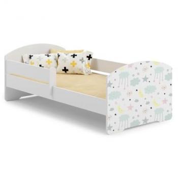 Cama infantil Kobi Luk Estrellas 160x80 con colchón y barandillas de seguridad