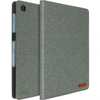 Funda Soporte de Tela para Samsung Galaxy Tab S6 Lite - Gris, Estuche plegable con función de soporte y billetera