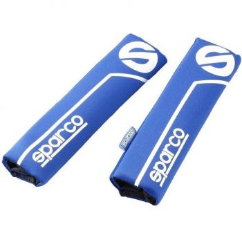 Sparco SPC1200 Almohadilla para Cinturón de Seguridad, Azul/Blanco, Pack de 2