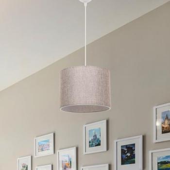 Lámpara colgante Willenhall color arena 60xØ22 cm con pantalla cilíndrica E27 sin bombilla - Lux.pro
