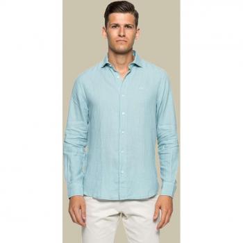 Camisa Scotta Linen azul grisaceo de lino para hombre