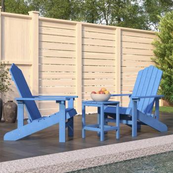Aqua Blue HDPE Adirondack Garden Chairs with Table