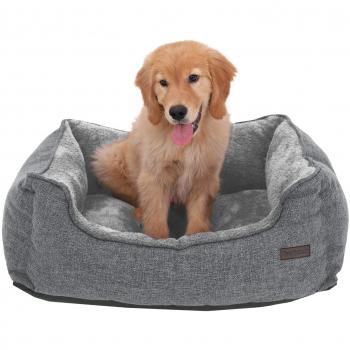 Cama para Perros Lavable de Peluche, Ortopédica con Acolchado de Espuma, Desmontable, Tamaño M/L/XL/XXL, Gris