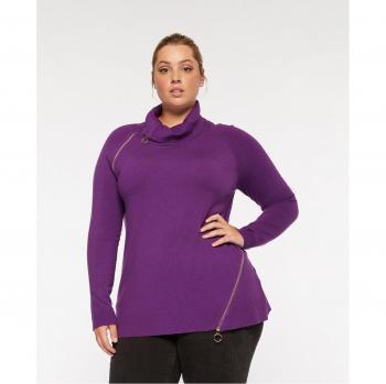 Jersey de mujer de cuello alto con cremalleras