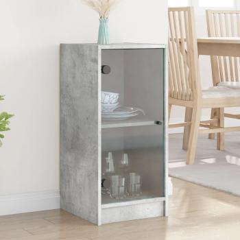 Armario auxiliar con puertas de vidrio gris hormigón 35x37x75,5 cm