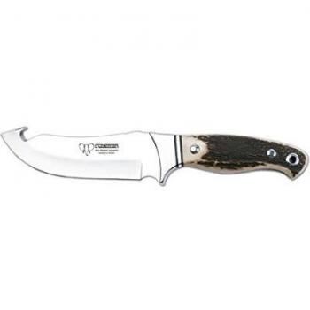 Cuchillo desollador Cudeman 250-C con mango de ciervo y virola y hoja en acero 440 de 13 cm.