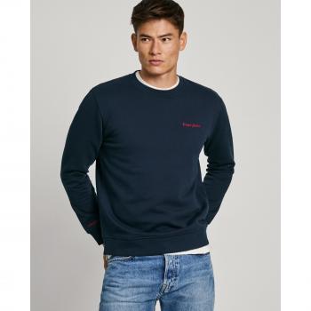 Pepe Jeans Men's Classic Blue Sweatshirt with Embroidered Logo, Model PM582723-594, Size XL