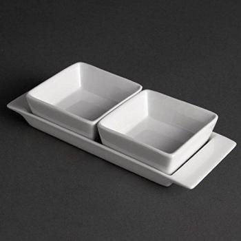 Olympia Whiteware - Juego de 2 cuencos de porcelana con platos