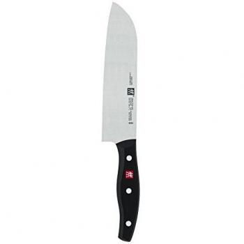 ZWILLING Cuchillo Santoku, Longitud de la hoja: 18 cm, Hoja grande, Mango especial de acero inoxidable/plástico, Twin Pollux