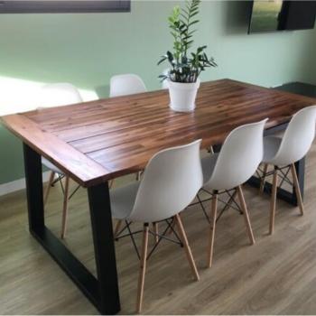 Mesa de Comedor de Madera de Acacia Maciza 180x90 cm