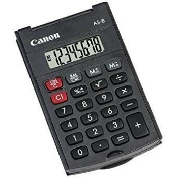 Calculadora de Bolsillo Canon AS-8 con 8 Dígitos y Tapa Plegable en Gris