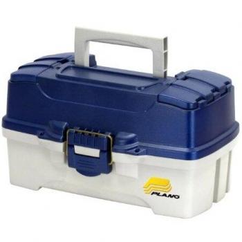 Plano 620206 2-Tray Tackle Box with Dual Top Access - Blue Metallic/Off White