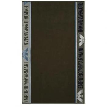 Toalla de Rizo Unisex Emporio Armani Logotape Verde Militar Talla Única 2024