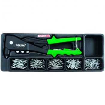 Inserto para carro de herramientas y pinza para remaches TOPTUL GAAT0101, herramienta versátil, fabricada con acero de alta calidad, diseño ergonómico para un agarre cómodo, incluye múltiples tamaños de remaches, ideal