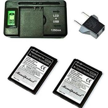 mondpalast@ 2 x Bateria 2040 mah + Cargador Para LG L70 MS323