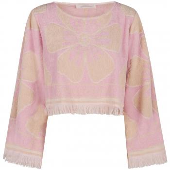 Zimmermann Women's Logo Towelling Cropped Top in Pink | 1417TSS244PINC, Blouses, female, Multicolor, Size: XS Floral Pattern Bell Sleeve Top