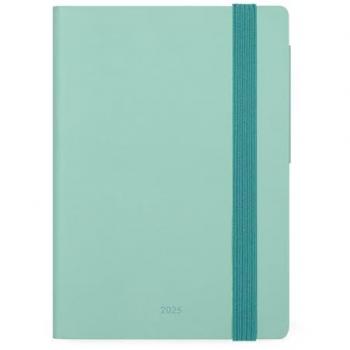 Agenda Semanal Mini Legami 2025, 8 x 11 cm, 12 meses, semana vista, cierre con elástico, papel FSC certificado, diseño Mint & Milk