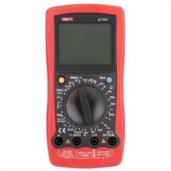 Uni-Ball T mie0090/UT107 – Multímetro digital, medición Corriente, DC/AC Voltaje, Temperatura, Obstrucción, rendimiento, prueba de diodos, battteri Alerta, Data de Hold de función