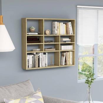 vidaXL Wall Shelf Sonoma Oak 90x16x78 cm Engineered Wood