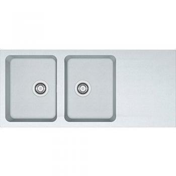 Fregadero FRANKE ORION OID621 Blanco Polar Sobre Encimera, Fregadero de 2 cubetas con escurridor, material Tectonite®, color Blanco Ártico