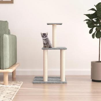 Rascador para gatos con postes de sisal gris claro 85,5 cm
