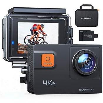APEMAN A80 Cámara Deportiva 4K WiFi 20MP Cámara de Video Acuática Agua de 40M Estabilización Giroscópica Modo de Submarinismo 2 baterías de 20 Accesorios con Estuche de Transporte
