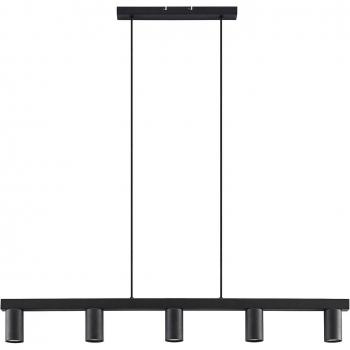Lámpara colgante Baliko de Lindby, moderna, 5 luces, color negro, fabricada en metal, ideal para salón y comedor, utiliza bombillas GU10