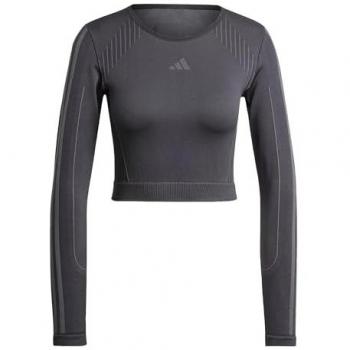 Adidas Playera Manga Larga Tejida Gris XS Mujer