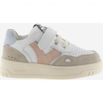 Victoria - Zapatillas deportivas de niños con efecto piel, piezas de color, serraje en contraste y tira adherente