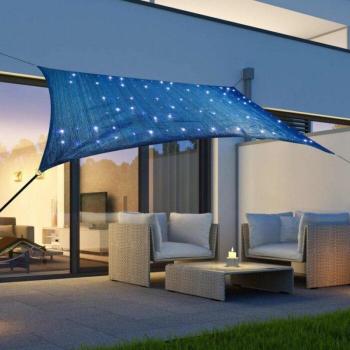Toldo solar HI HI con 100 LED azul claro, dimensiones 3x3 m y 2x3 m