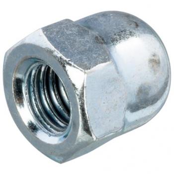Tuerca con capuchón M3 DIN 1587 - Tuerca hexagonal con capuchón, rosca métrica M3, fabricada en acero inoxidable, acabado pulido, alta resistencia a la corrosión, diseño de perfil bajo