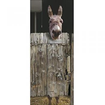 Pegatina Decorativa Trompe L'Oeil Burro en Establo 204 cm x 83 cm