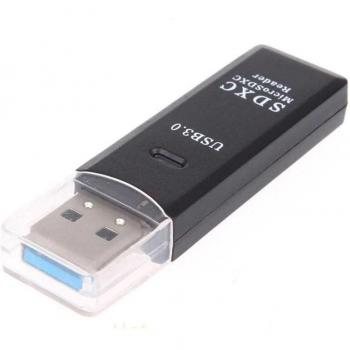 Lector de Tarjetas USB 3.0 Tipo A con Doble Puerto y Luz LED para Tarjetas SD, SDHC, SDXC, MMC, MicroSD, TF Negro