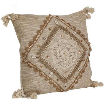 Cojín bordado conchitas Romimex Beige 30 x 8 x 50 cm