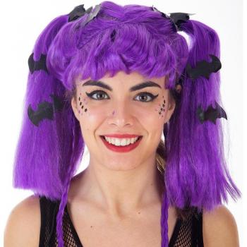 Peluca de Vampiro con Coletas lila adulto