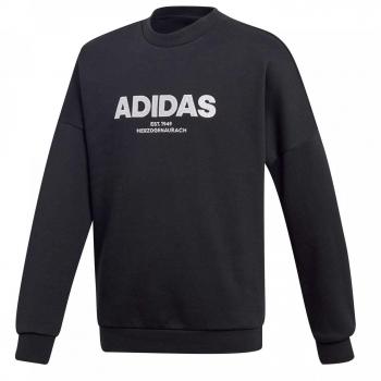 adidas allcap Crew de Manga Larga Sudadera, Niños, DJ1771, Blanco/Negro, 116
