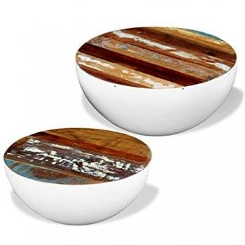 vidaXL Two Piece Bowl Shaped Coffee Table Set Solid Reclaimed Wood