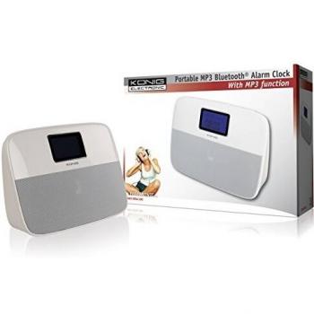 König HAV-BTAL100 - Altavoz Bluetooth portátil con Despertador, Color Blanco