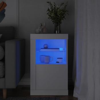 Aparador con luces LED de madera de ingeniería blanco Vidaxl