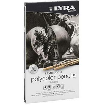 LYRA Rembrandt Polycolor - Estuche metálico 12 lápices artísticos, uso profesional, alta resistencia a la luz y al agua, mina de 4 mm diámetro, tonos grises