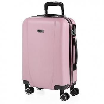 Maleta de Cabina Rígida ITACA para Mujer 55x38x20cm Rosa con 4 Ruedas y Candado de Combinación