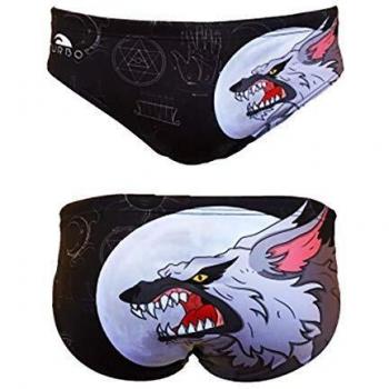 Bañador de waterpolo Turbo Monster Wolf negro blanco - L