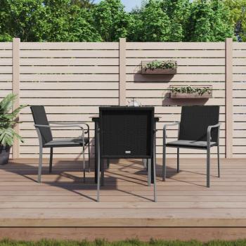 5 Piece Outdoor Dining Set with Cushions in Poly Rattan and Steel