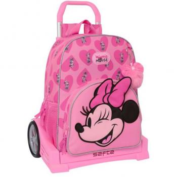 Mochila Escolar con Carro Evolution Minnie Mouse Loving 33x42x14cm