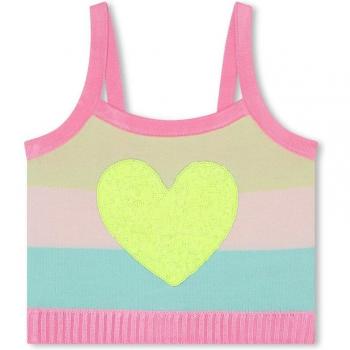 Camiseta de niña Billieblush a rayas con corazón de lentejuelas, sin mangas, modelo U20007