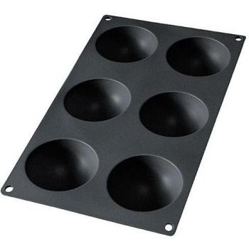 Lékué Multicavidad Negro Molde Gourmet SEMIESFERA 6 CAV, Silicona, 6 cavidades
