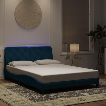 Estructura de cama con luces LED en terciopelo azul de 120x200 cm Vidaxl