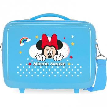 Neceser de Viaje Rígido Disney Minnie Rainbow Azul Adaptable para Niños, Capacidad 9L