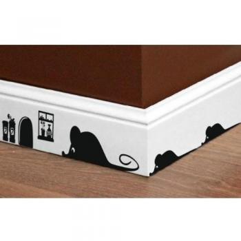 Funda - ratones y agujero de ratón - fabuloso vinilo adhesivo decorativo para pared, negro, X-Large: 30cm x 270cm / 12 x 106