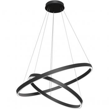 Lámpara colgante LED Maytoni Rim 840, negra, diseño circular de 2 niveles con aros integrados